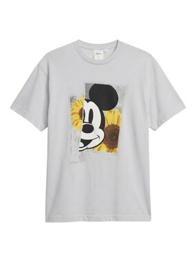 H&M X Disney Mickey Mouse Sunflower White Graphic Tshirt Mens XL